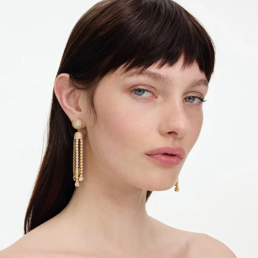 Gold Crystal Cluster Tiered Earrings Gold Crystal Cluster Tiered Earrings