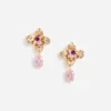 Gold Crystal Embellished Flower Earrings Gold Crystal Embellished Flower Earrings