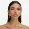 Gold Crystal Embellished Flower Earrings Gold Crystal Embellished Flower Earrings