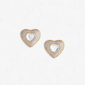 Gold Crystal Heart Earrings