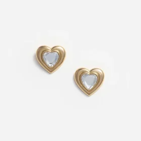 Gold Crystal Heart Earrings Gold Crystal Heart Earrings