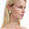 Gold Crystal Heart Earrings