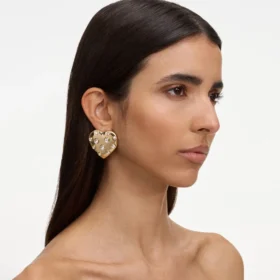 Gold Crystal Heart Earrings