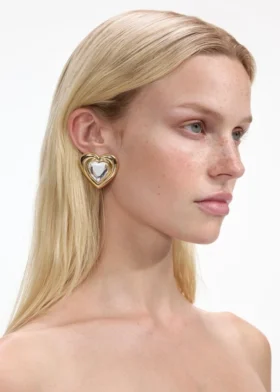 Gold Crystal Heart Earrings Gold Crystal Heart Earrings