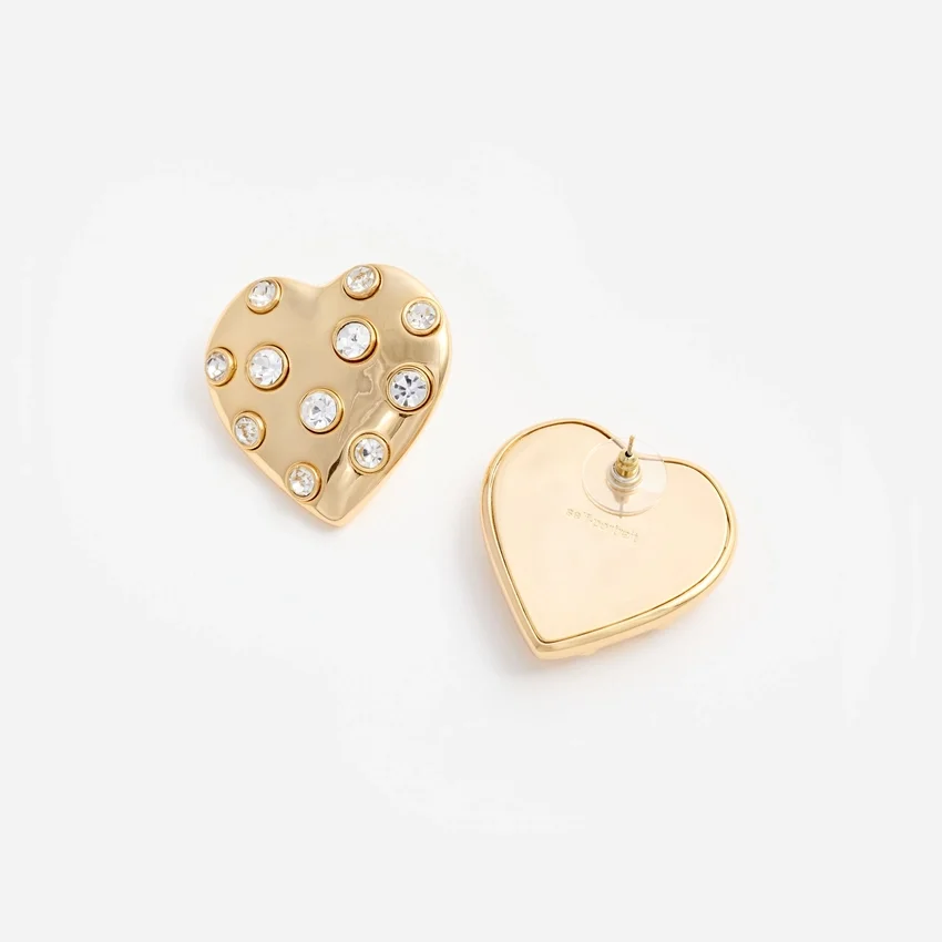 Gold Crystal Heart Earrings Gold Crystal Heart Earrings
