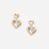 Gold Crystal Heart Tiered Earrings Gold Crystal Heart Tiered Earrings