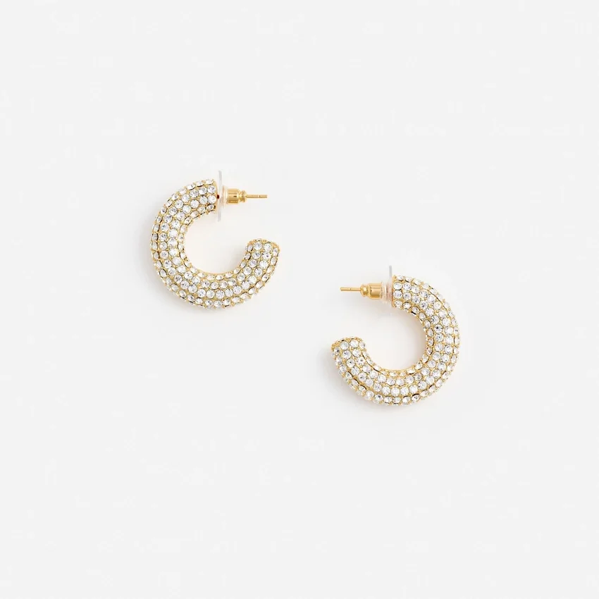 Gold Crystal Hoop Earring Gold Crystal Hoop Earring