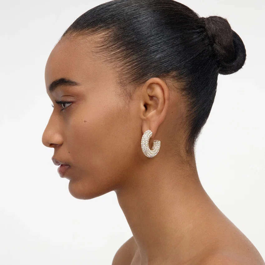 Gold Crystal Hoop Earring Gold Crystal Hoop Earring