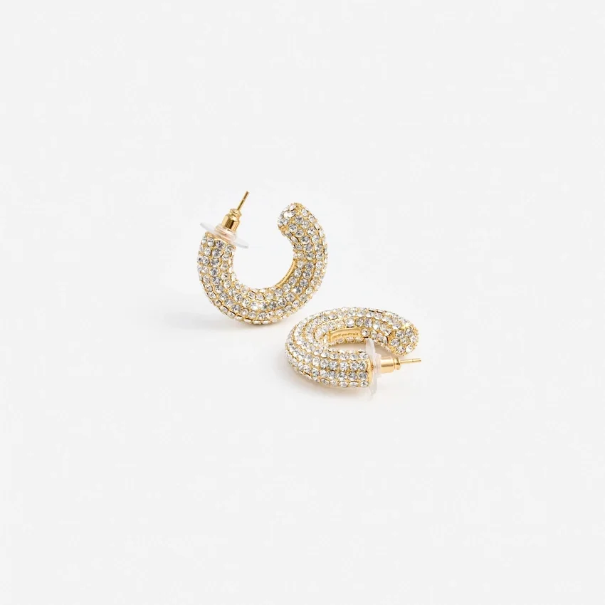 Gold Crystal Hoop Earring Gold Crystal Hoop Earring
