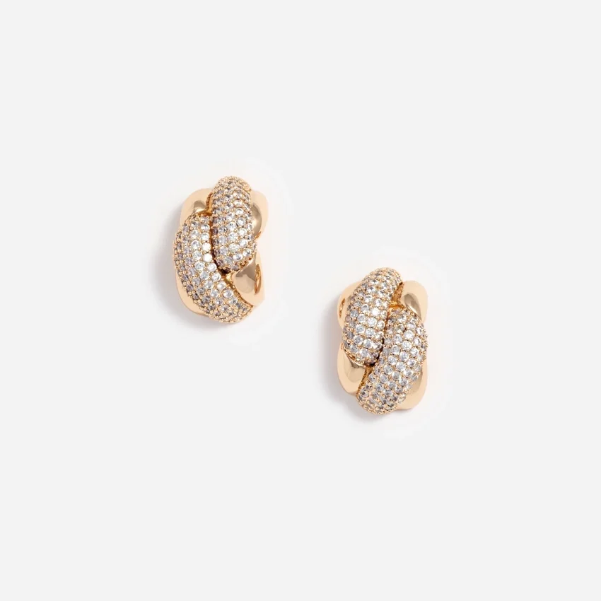Gold Crystal Knot Earrings Gold Crystal Knot Earrings