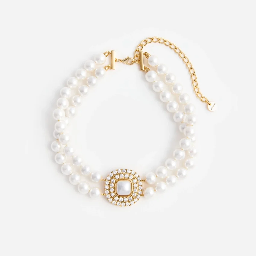 Gold Crystal Pearl Choker Gold Crystal Pearl Choker