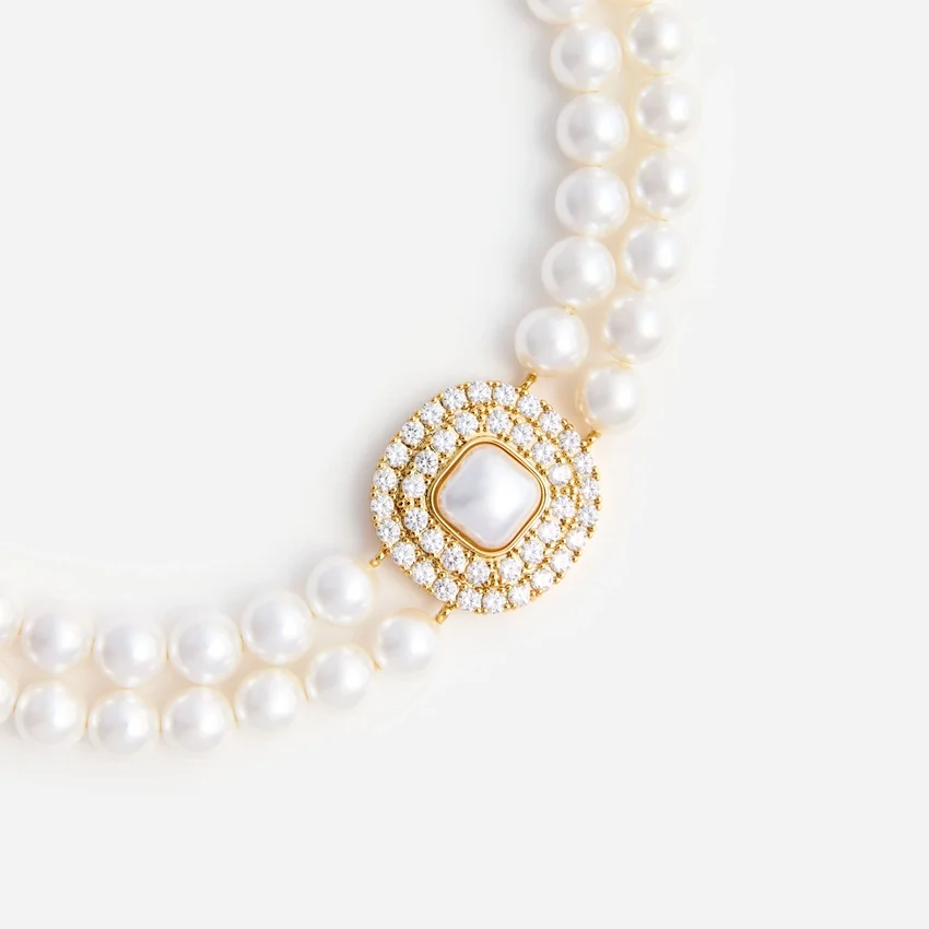 Gold Crystal Pearl Choker Gold Crystal Pearl Choker