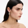 Gold Crystal Pearl Drop Earrings Gold Crystal Pearl Drop Earrings