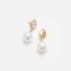 Gold Crystal Pearl Drop Earrings Gold Crystal Pearl Drop Earrings