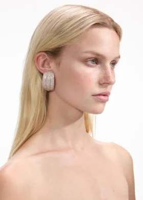 Gold Crystal Ridged Earrings Gold Crystal Ridged Earrings