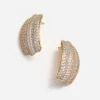 Gold Crystal Ridged Earrings