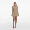 Gold Crystal Trim Knit Mini Dress Gold Crystal Trim Knit Mini Dress