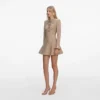 Gold Crystal Trim Knit Mini Dress Gold Crystal Trim Knit Mini Dress