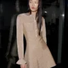 Gold Crystal Trim Knit Mini Dress Gold Crystal Trim Knit Mini Dress