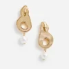 Gold Faux Pearl Drop Earrings