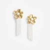 Gold Flower Pearl Dangle Earrings Gold Flower Pearl Dangle Earrings