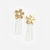 Gold Flower Pearl Dangle Earrings Gold Flower Pearl Dangle Earrings