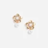 Gold Flower Pearl Earrings Gold Flower Pearl Earrings
