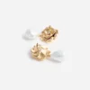 Gold Flower Pearl Earrings Gold Flower Pearl Earrings