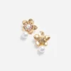 Gold Flower Pearl Earrings Gold Flower Pearl Earrings