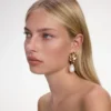 Gold Flower Pearl Earrings Gold Flower Pearl Earrings