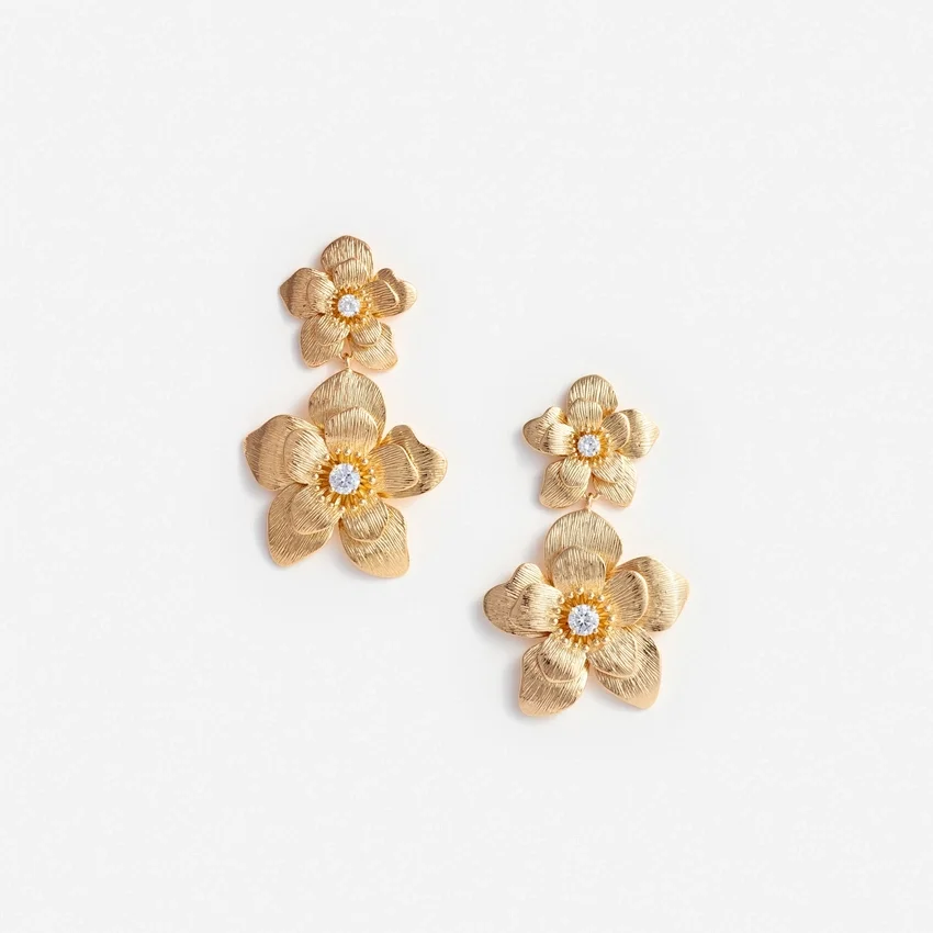 Gold Flower Tiered Earrings Gold Flower Tiered Earrings