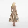 Gold Knit Taffeta Midi Dress Gold Knit Taffeta Midi Dress