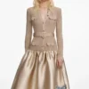 Gold Knit Taffeta Midi Dress Gold Knit Taffeta Midi Dress