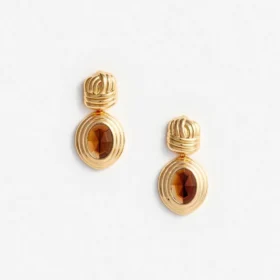 Gold Knot Tiered Amber Earrings