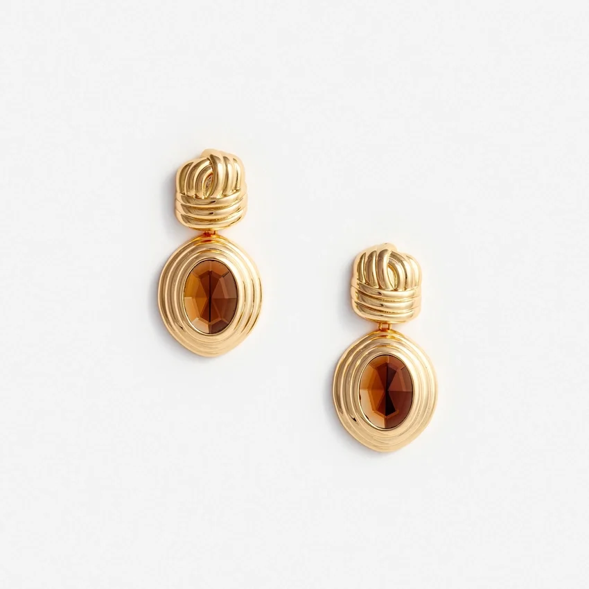 Gold Knot Tiered Amber Earrings Gold Knot Tiered Amber Earrings