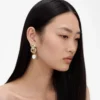 Gold Link Pearl Drop Earrings Gold Link Pearl Drop Earrings