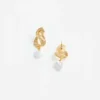Gold Link Pearl Drop Earrings Gold Link Pearl Drop Earrings