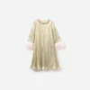 Gold Metallic Chiffon Feather Dress Gold Metallic Chiffon Feather Dress