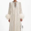 Gold Metallic Feather Maxi Dress Gold Metallic Feather Maxi Dress