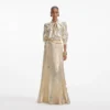 Gold Metallic Tie Neck Maxi Dress Gold Metallic Tie Neck Maxi Dress
