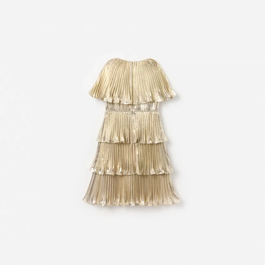 Gold Metallic Tiered Dress Gold Metallic Tiered Dress