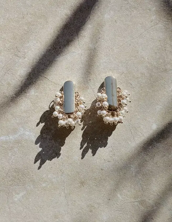 Gold Pearl Cluster Earrings Gold Pearl Cluster Earrings