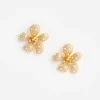 Gold Pearl Encrusted Flower Earrings Gold Pearl Encrusted Flower Earrings