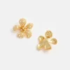 Gold Pearl Encrusted Flower Earrings Gold Pearl Encrusted Flower Earrings