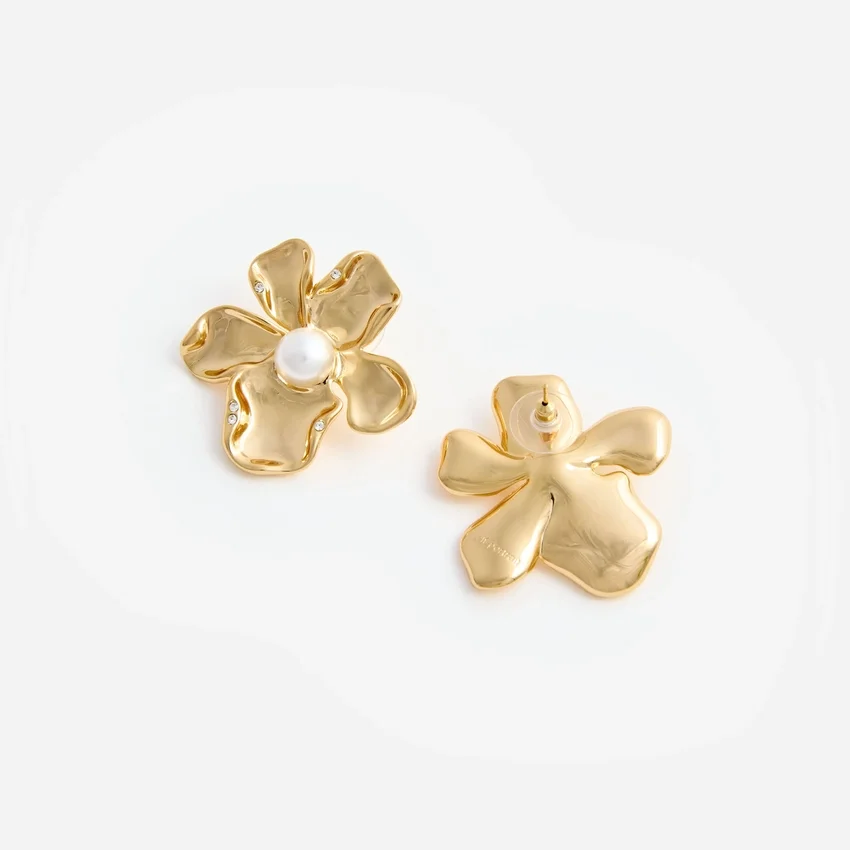 Gold Pearl Flower Earrings Gold Pearl Flower Earrings