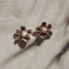Gold Pearl Flower Earrings Gold Pearl Flower Earrings