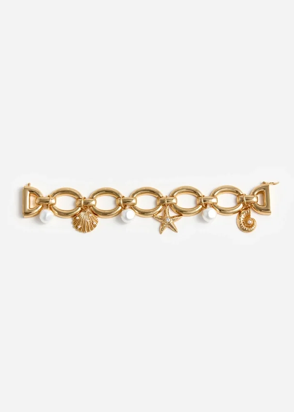 Gold Pearl Shell Charm Bracelet Gold Pearl Shell Charm Bracelet