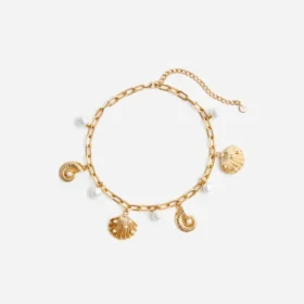 Gold Pearl Shell Charm Necklace