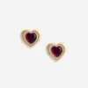 Gold Red Heart Earrings