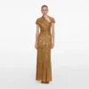 Gold Rhinestone Drape Maxi Dress Gold Rhinestone Drape Maxi Dress